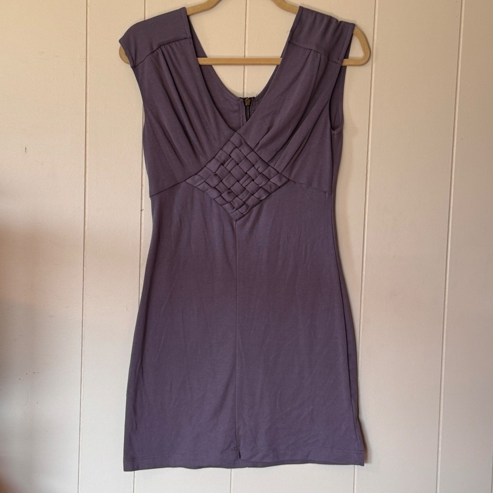 Lush Womens Purple Woven Lattice Front‎ Bodycon Mini Dress Shirt  Medium